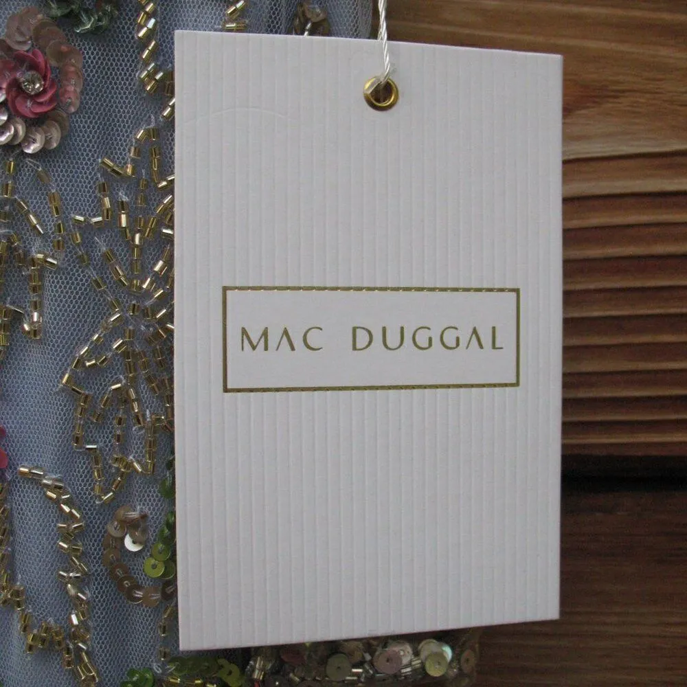 Mac Duggal 5722 Womens Blue FLORAL EMBELLISHED FLUTTER CAP SLEEVE DRESS - Image 15