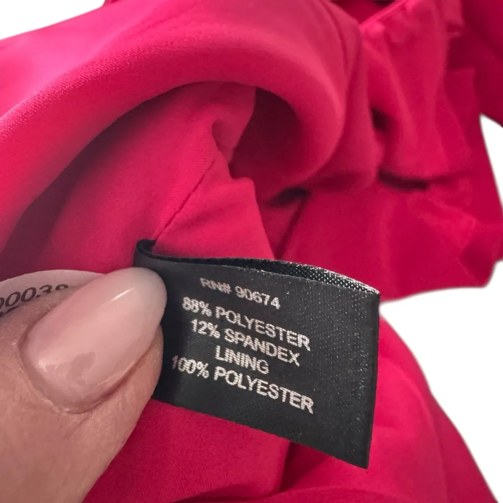 Boston Proper - NWOT Modern Double Breasted Blazer Hot Pink Gold Buttons Sz 2 - Image 8