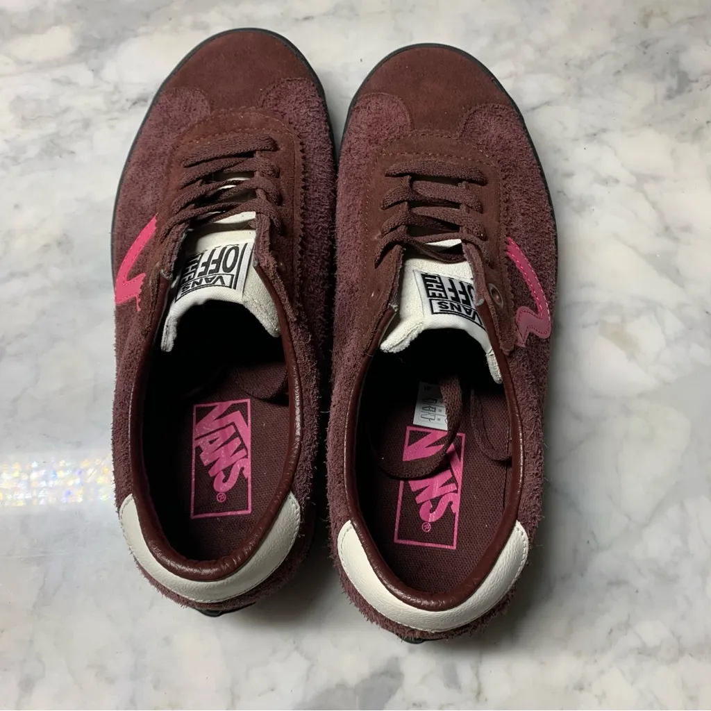 Vans Sport Low Suede Unisex (M - 7, W- 8.5) Sneakers Pop Brown Pink Skater Shoes - Image 6