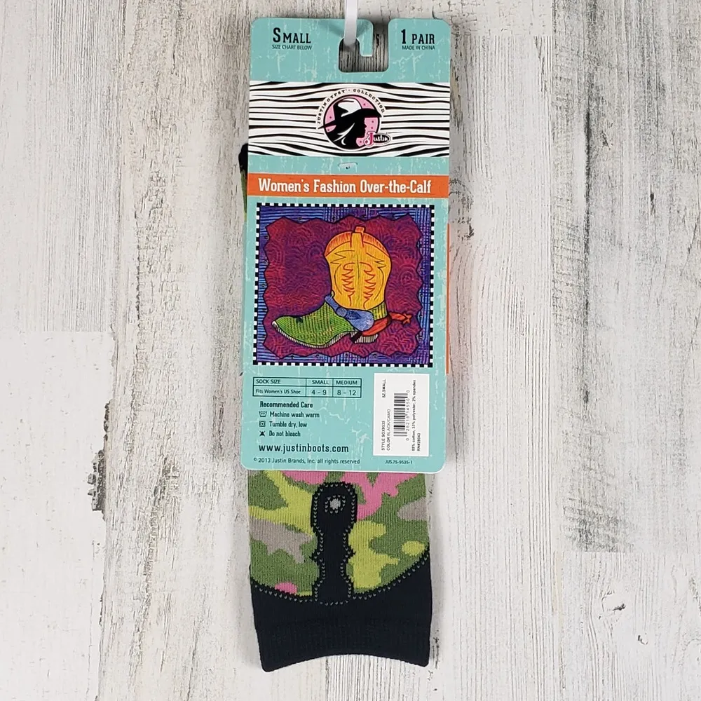 NWT Justin Boots Fashion Cushioned Sole Over The Calf Socks Women's Size Small - Image 4