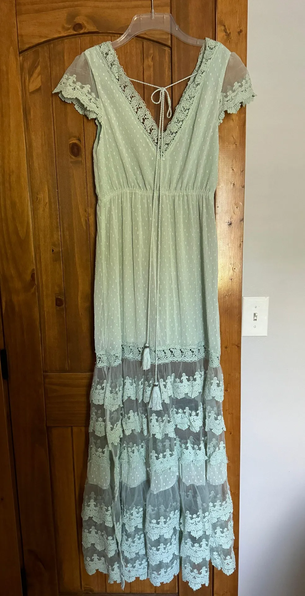 Altar’s State Mint Green Lace Maxi Dress - Image 2