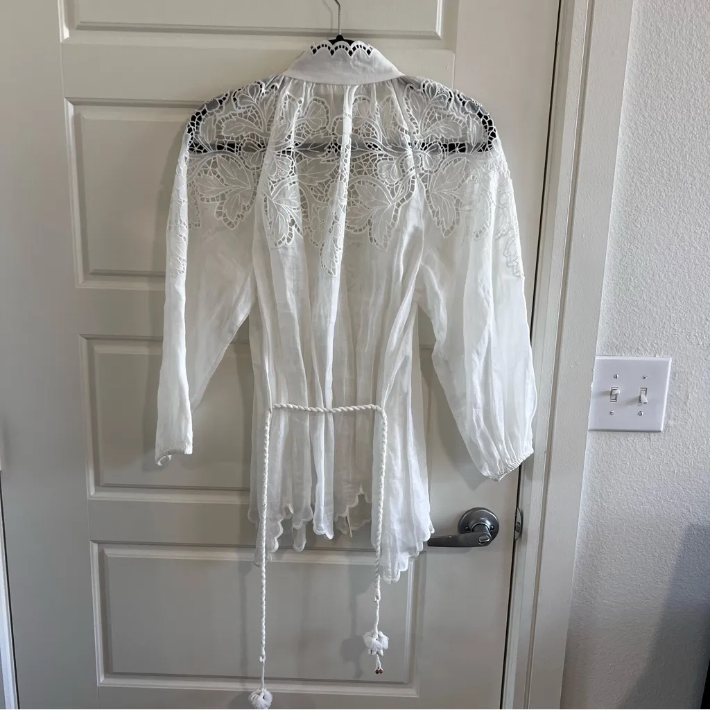 Zimmerman White Eyelit Blouse with Buttons - Image 7