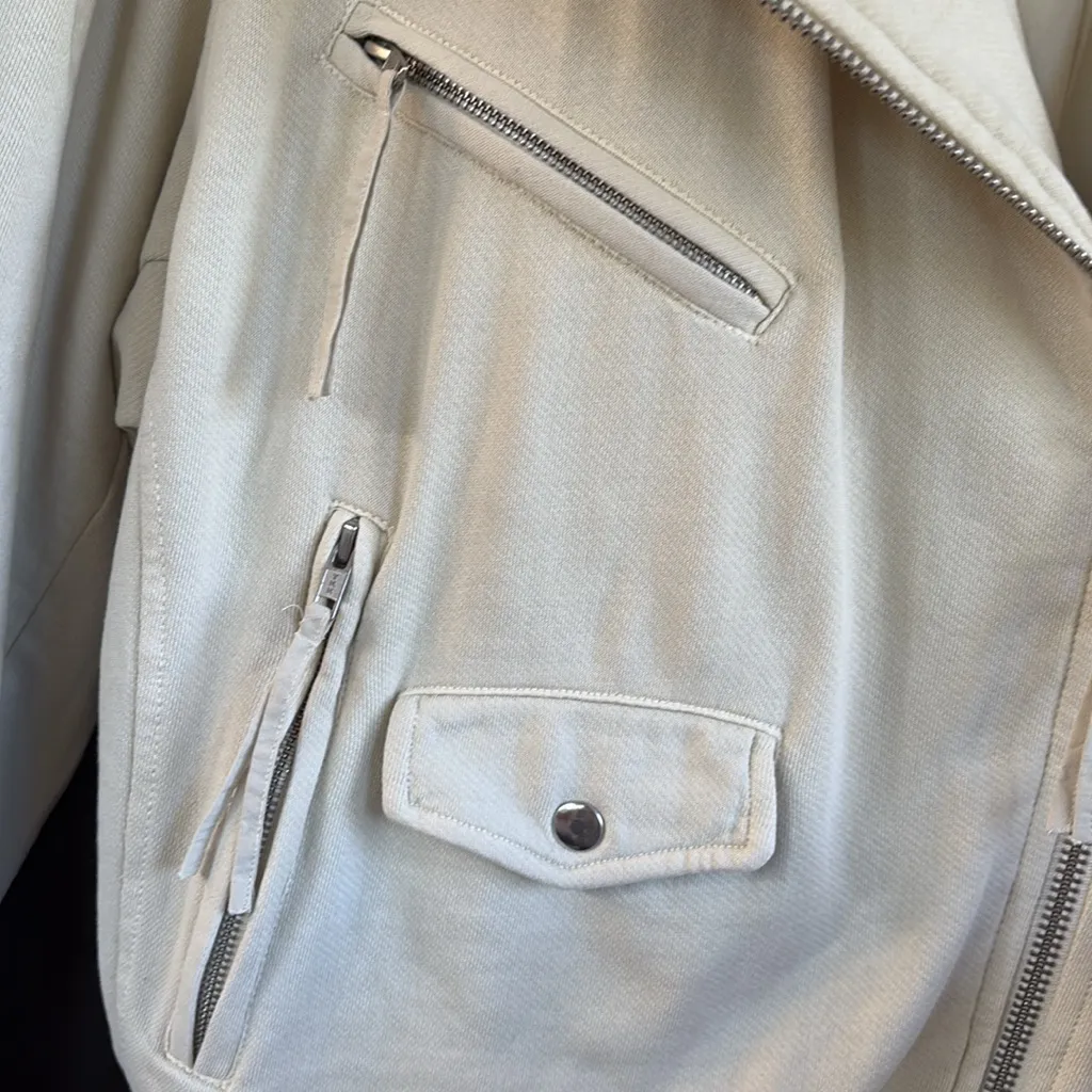 EUC Free People Rebel Moto Jacket Vanilla Cream Size Large Retail $198.00 - Image 9