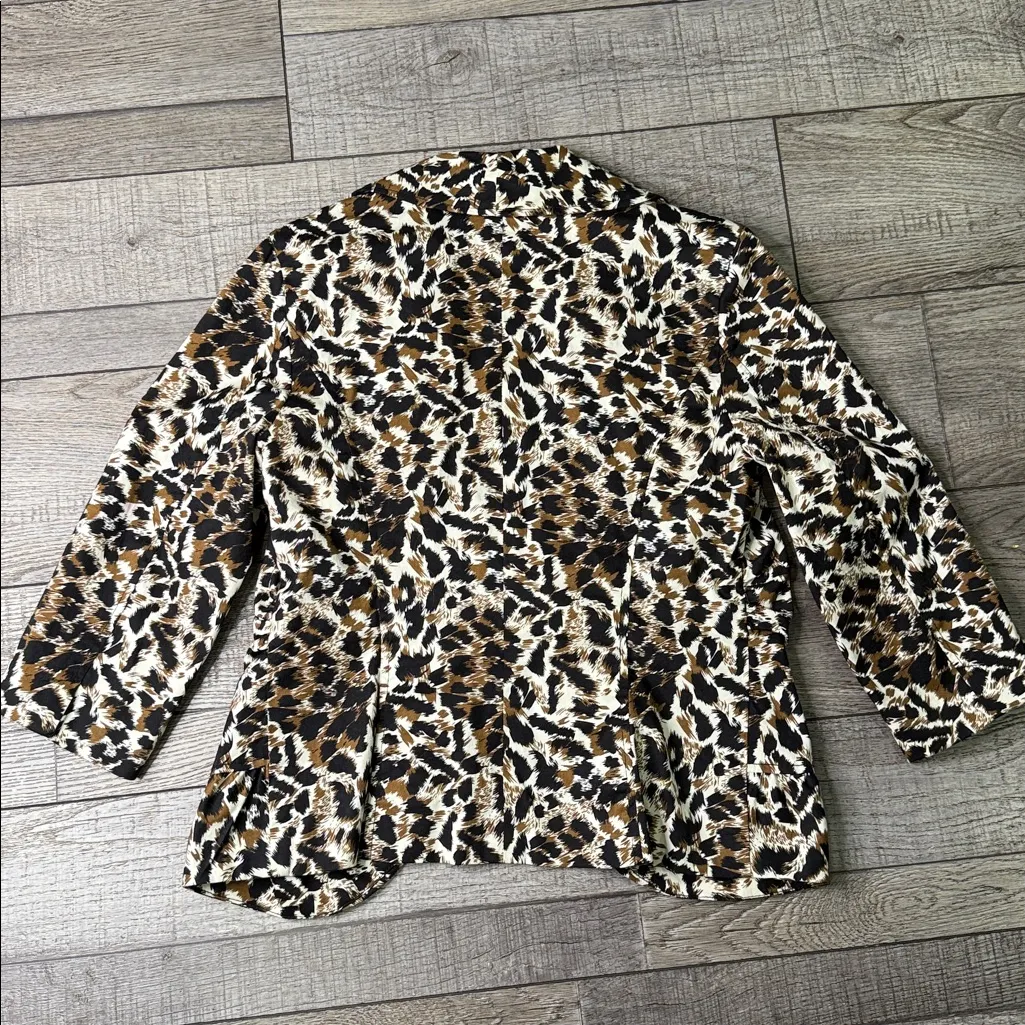 Ambition Leopard Print Blazer Brown Size L - Image 2