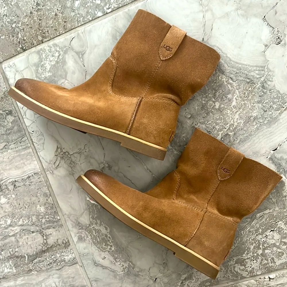 UGG Josefene Leather Short Boots in Chestnut, Size 5.5, New without Box - Image 8