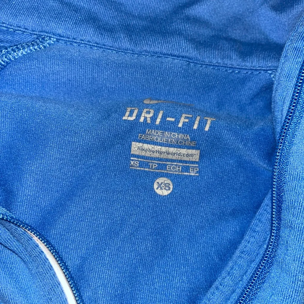 Nike  Blue Long Sleeve Fitted Polo Tee - Image 3