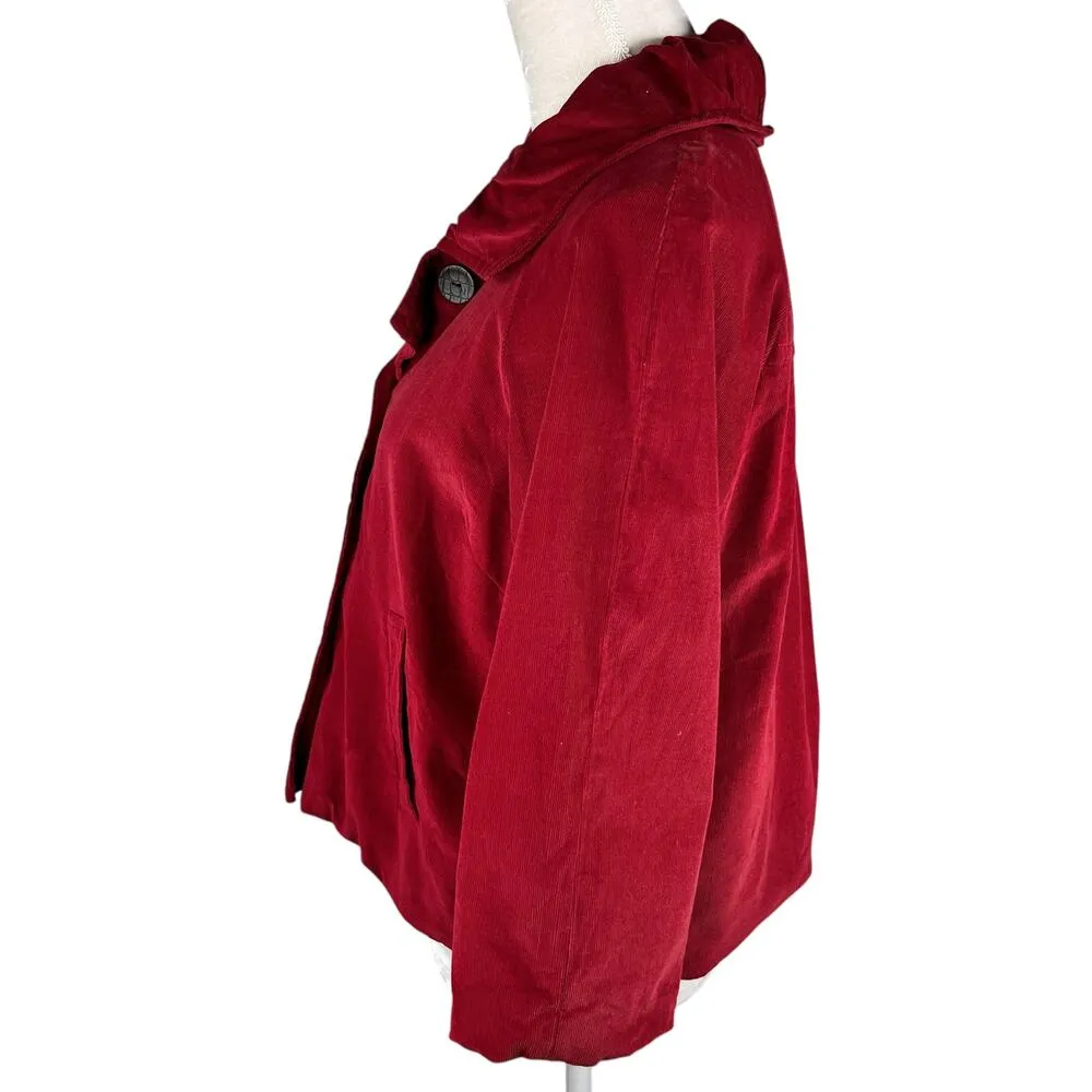 Sandro Red Corduroy Blazer Large Petite PL Y2K Career - Image 11