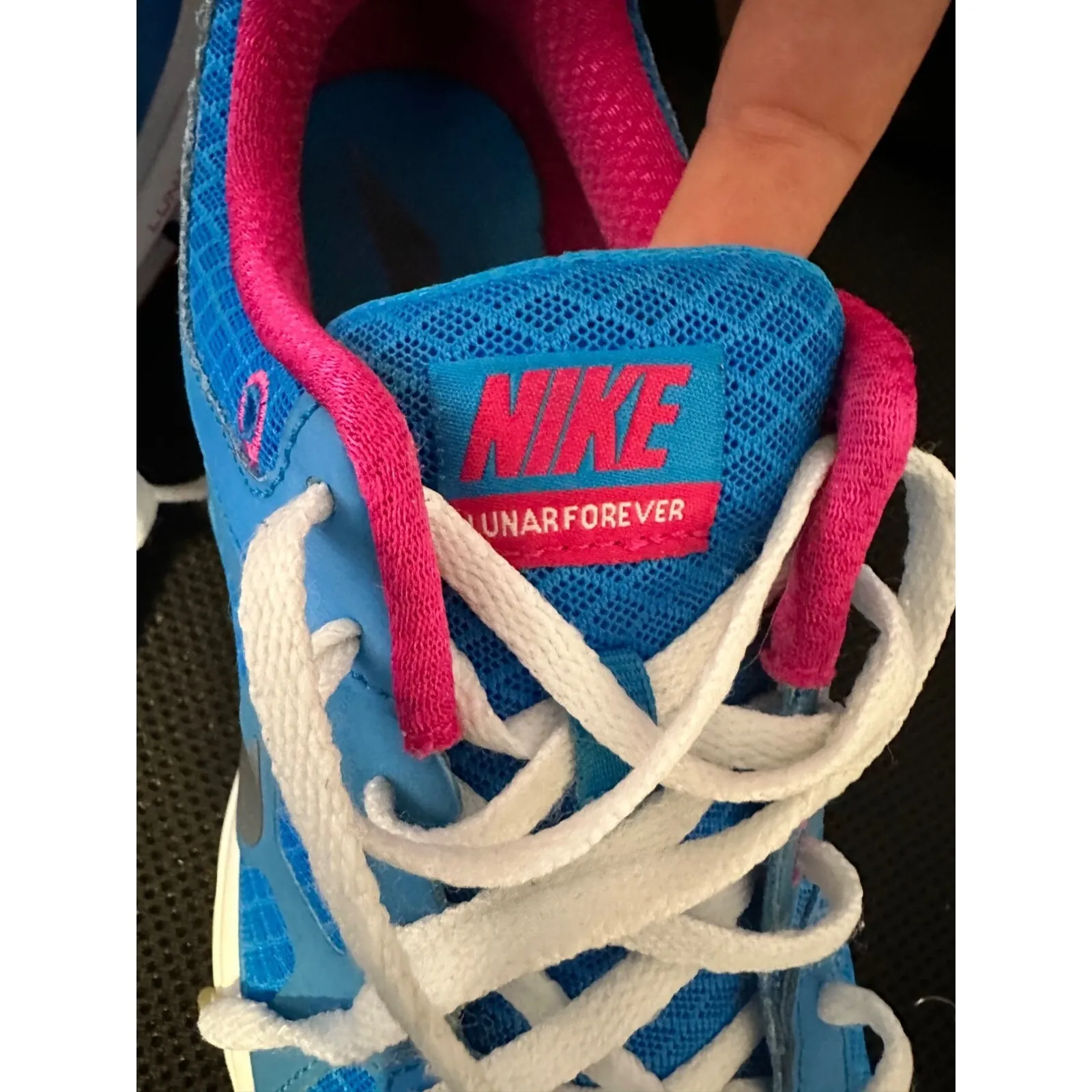 Nike Lunarlon Running‎ Shoes Blue Silver Hot Pink White 488164-400 Womens Sz 9 - Image 8