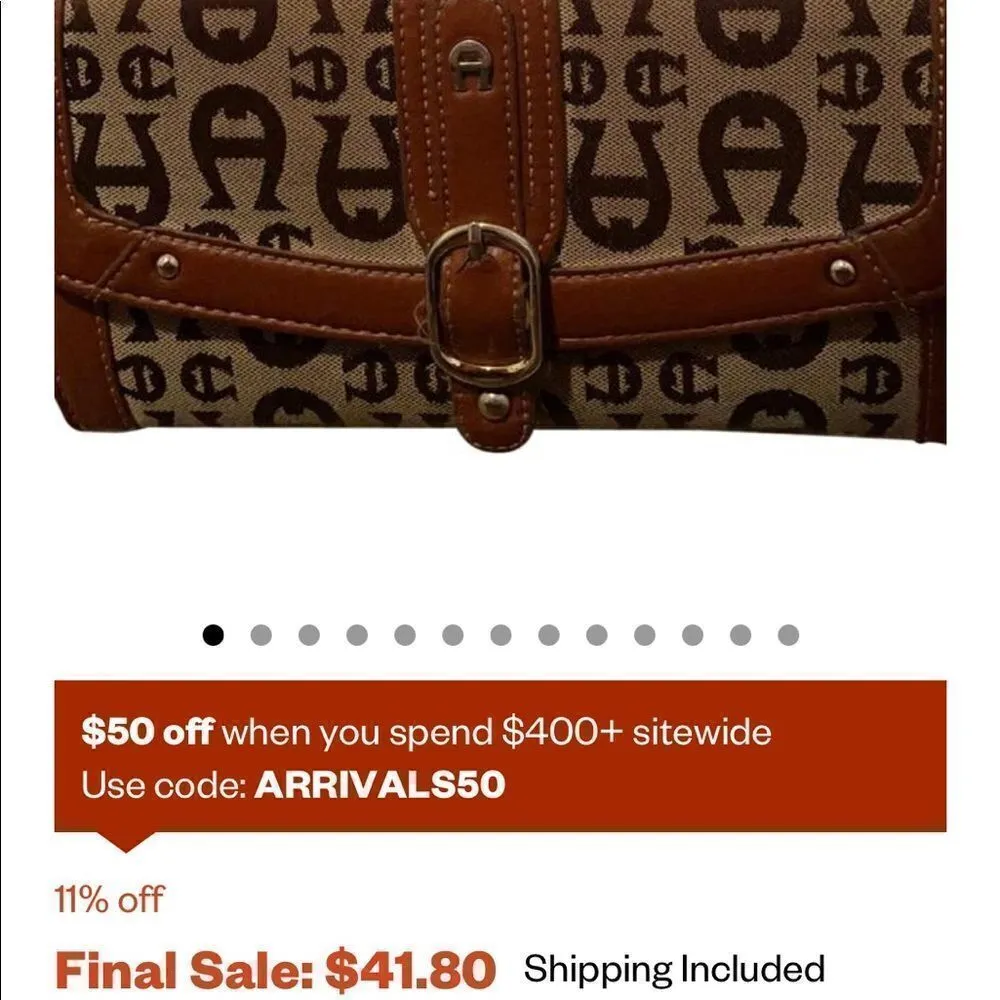 Aigner  brown/ tan wristlet with shoulder strap - Image 7