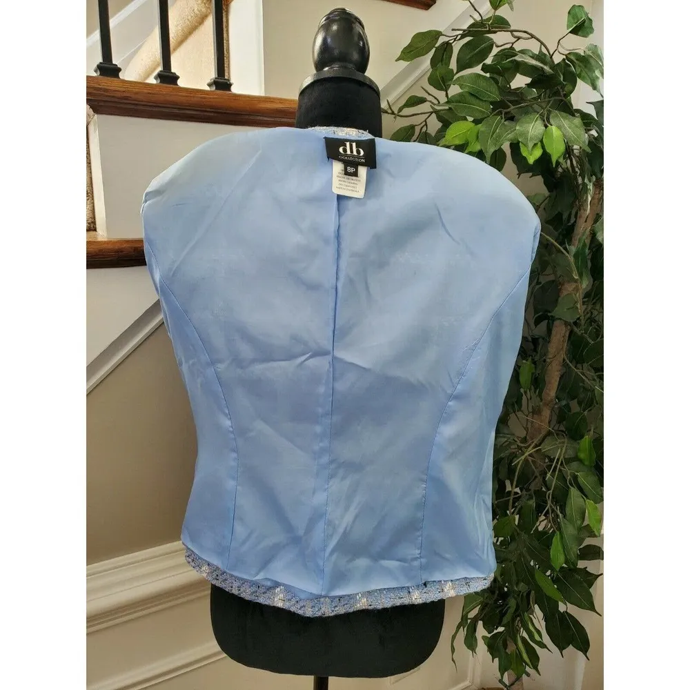 Vintage Db Collection Blue Acrylic Long Sleeve Single Breasted Blazer Size 8P - Image 8
