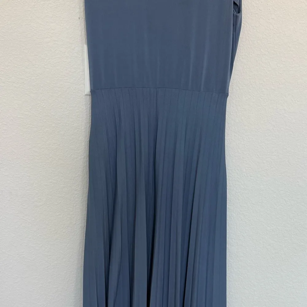 ASOS Dusty Blue Pleated Sleeveless Surplice V-Neck Midi Dress 12 - Image 6