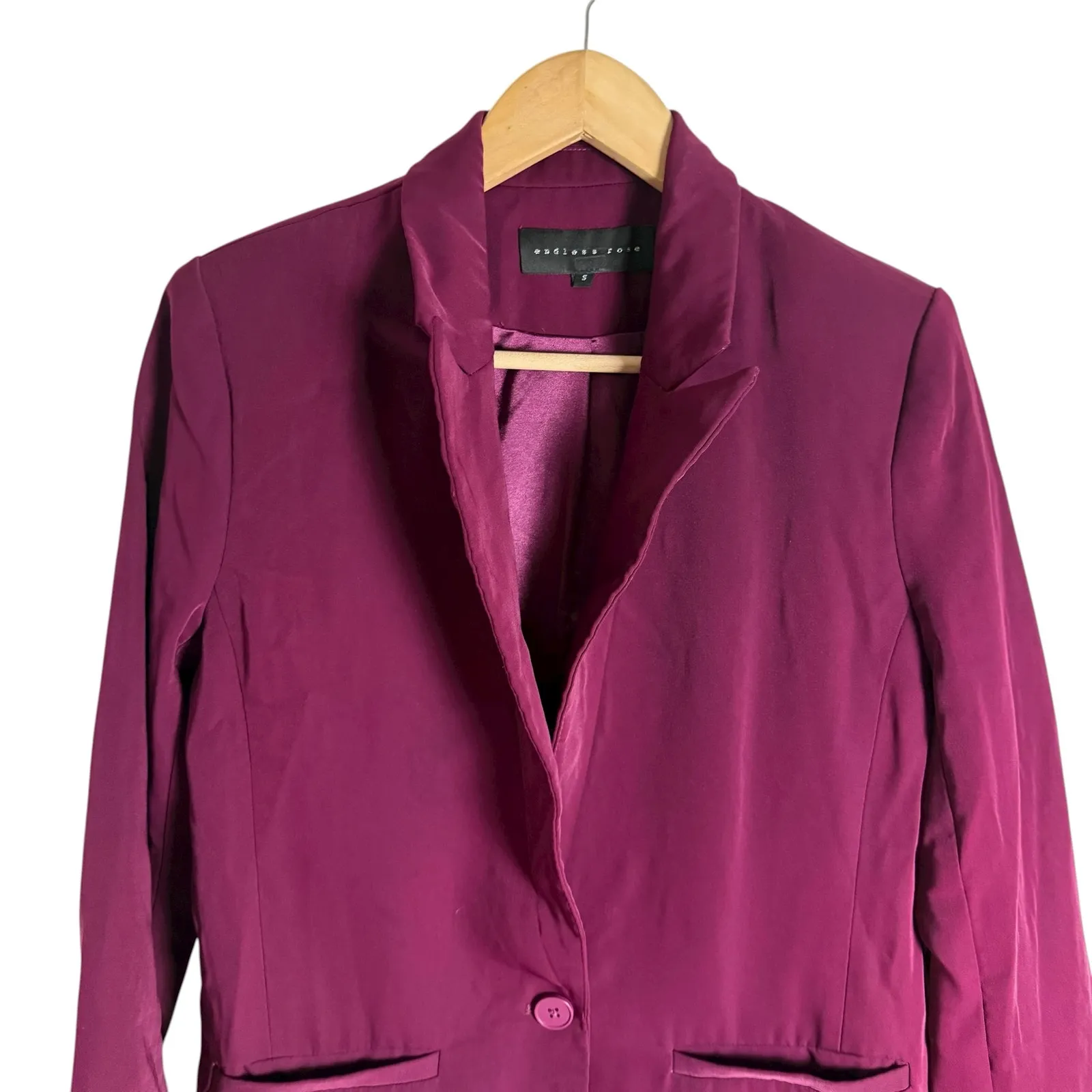 Endless Rose Jewel Purple One Button Career Office Preppy Blazer Jacket Size S - Image 6
