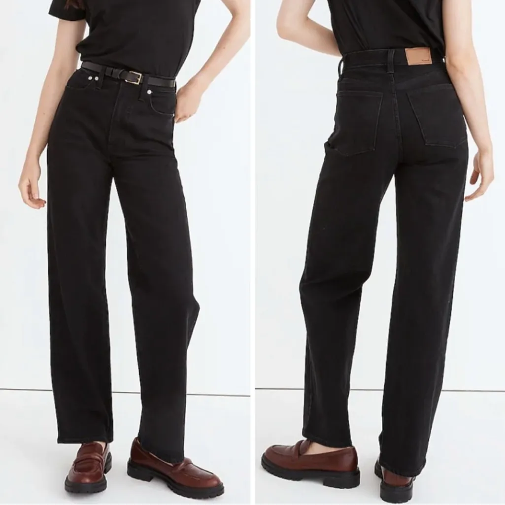 NWT Madewell The Petite Perfect Vintage Wide Leg Jeans Black Belmere Wash Sz 32P - Image 2