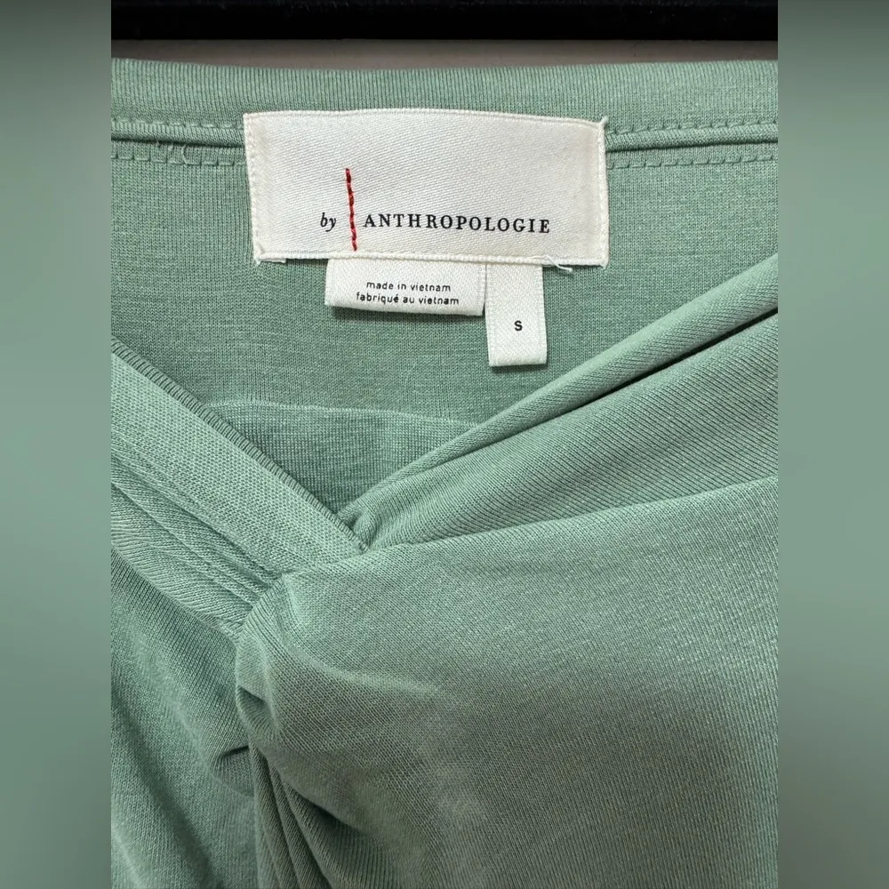 Anthropologie Jersey Midi Skirt in Sage Green Size Small with slit - Image 3