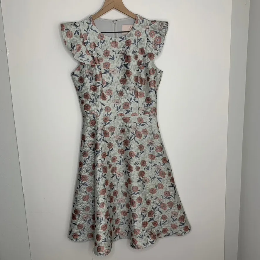 Gal Meets Glam Lola Midi Dress Floral Blue Pink Womens Size 6 - Image 2