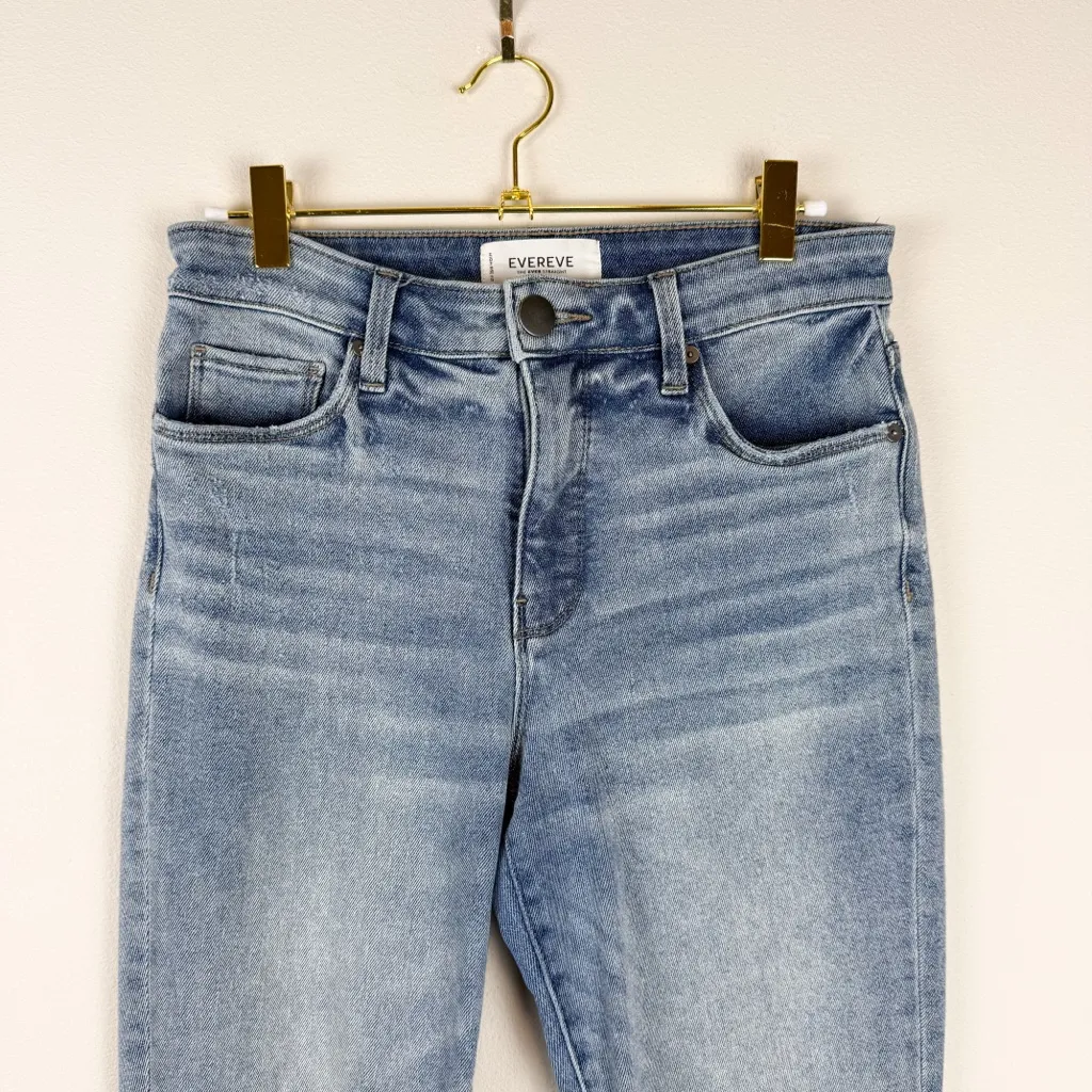 Evereve The Ever Straight High Rise Fit Lightwash Distressed Jeans Size 26 - Image 4