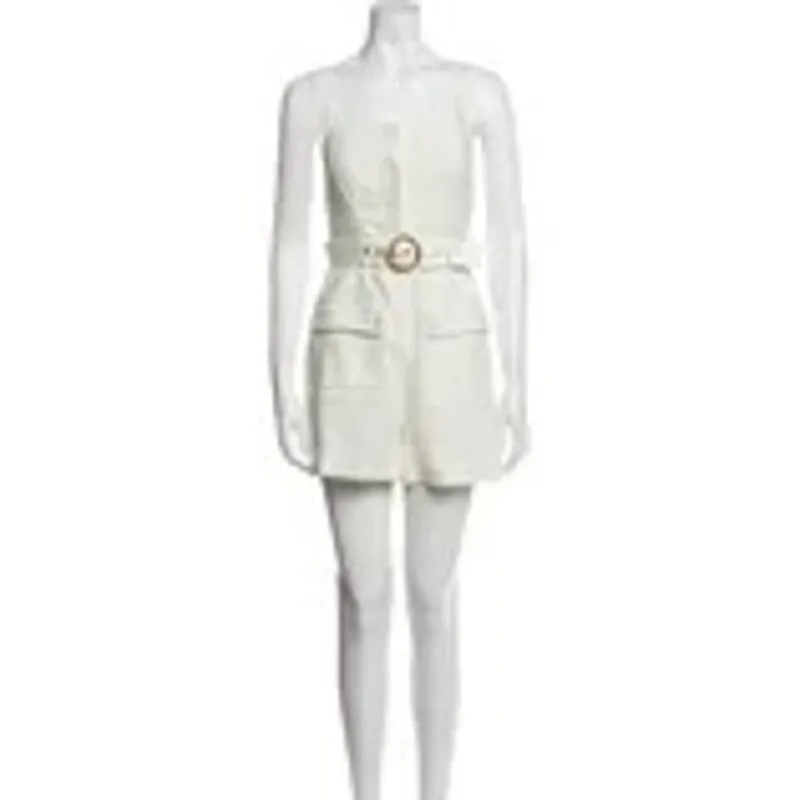 House of Harlow 12 linen square neck belted romper Short Overalls Womens no belt - Image 3