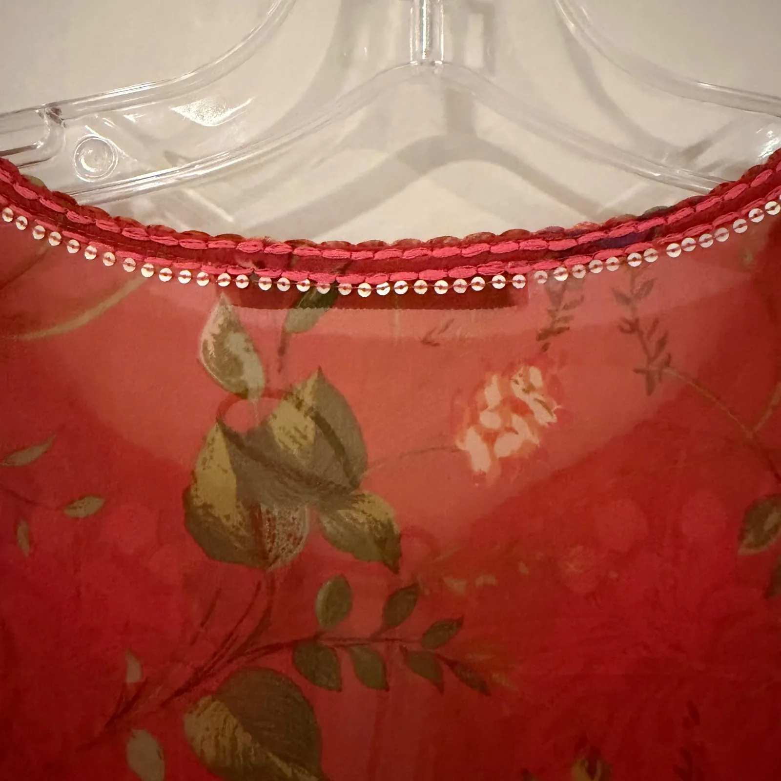 Cabi Floral Silk Embroidered Tunic Top Blouse Women's Large Orange Boho‎ Dainty - Image 6