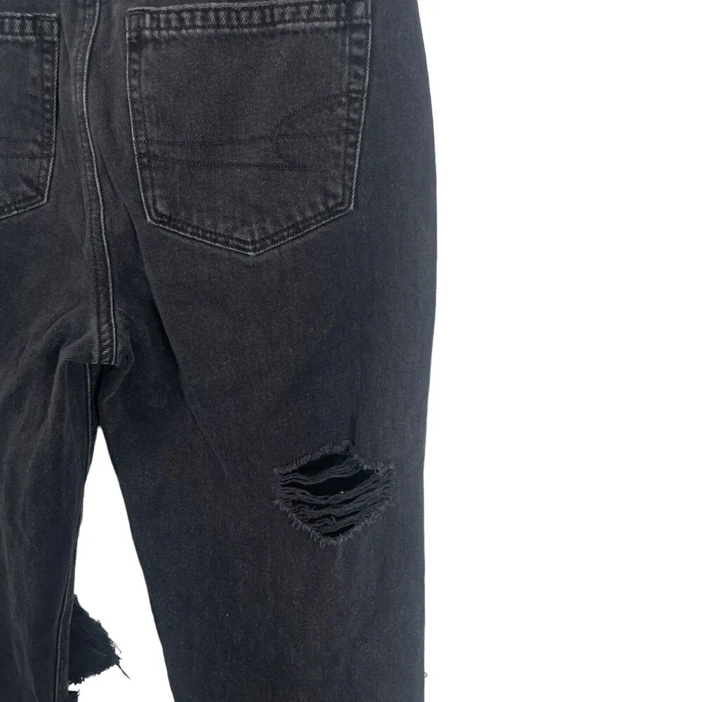 American Eagle Comfort Stretch Mom Jean Charcoal Wash Distressed Hi-Rise Women 2 - Image 7
