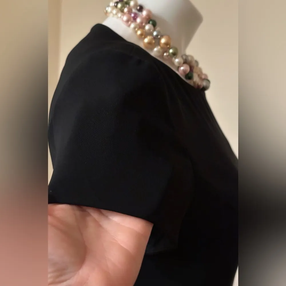 Jones New York  Black Side Pleated Sleeveless Sheath Career Dress Zip Back Sz 4. - Image 6