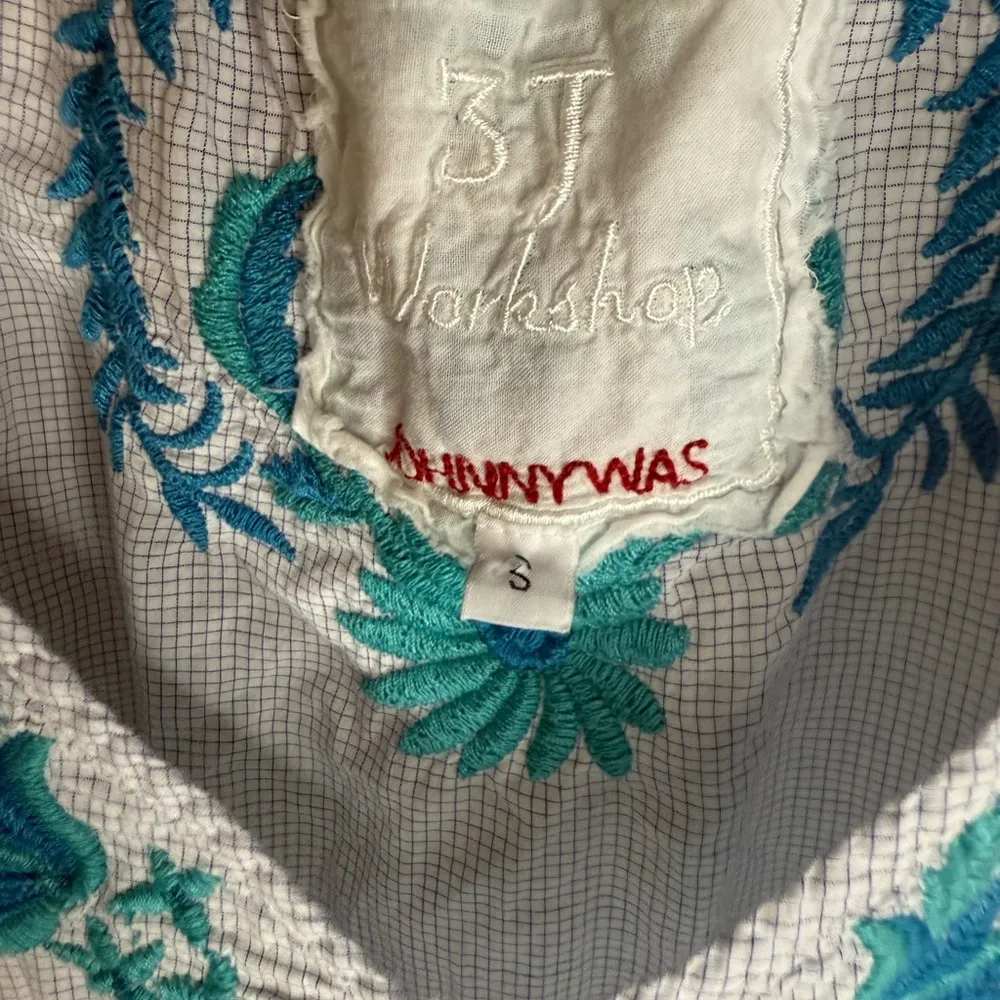 Johnny was 3j workshop Tunic Blue floral Embroidered Blouse - Image 2