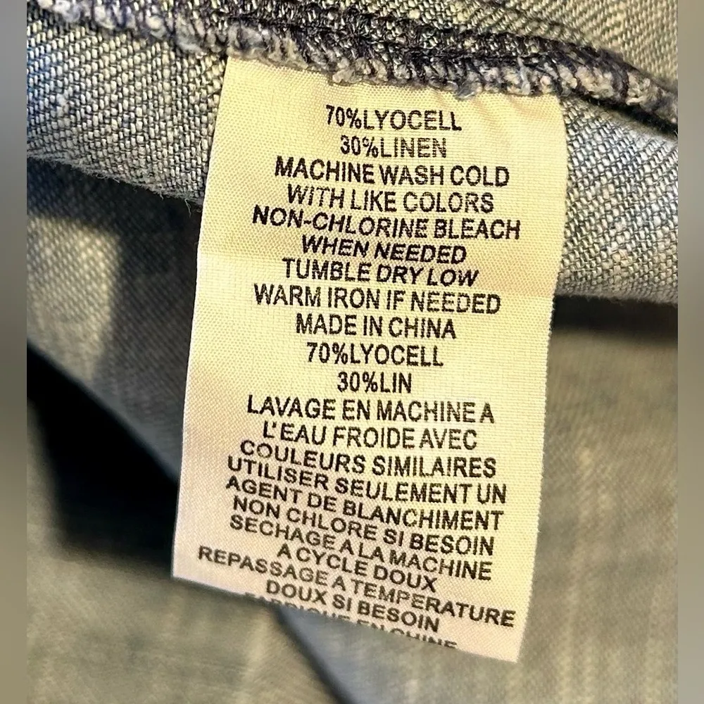 TRINA TURK Calle Ocho  Linen Blend Tie Sleeve 3 Button Front V-Neck Top~L💛 - Image 10