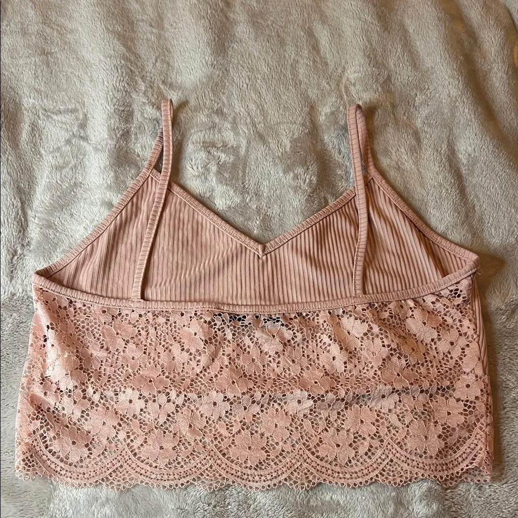 SHEIN Ribbed Cami with Lace Trim in Soft Pink - Image 3