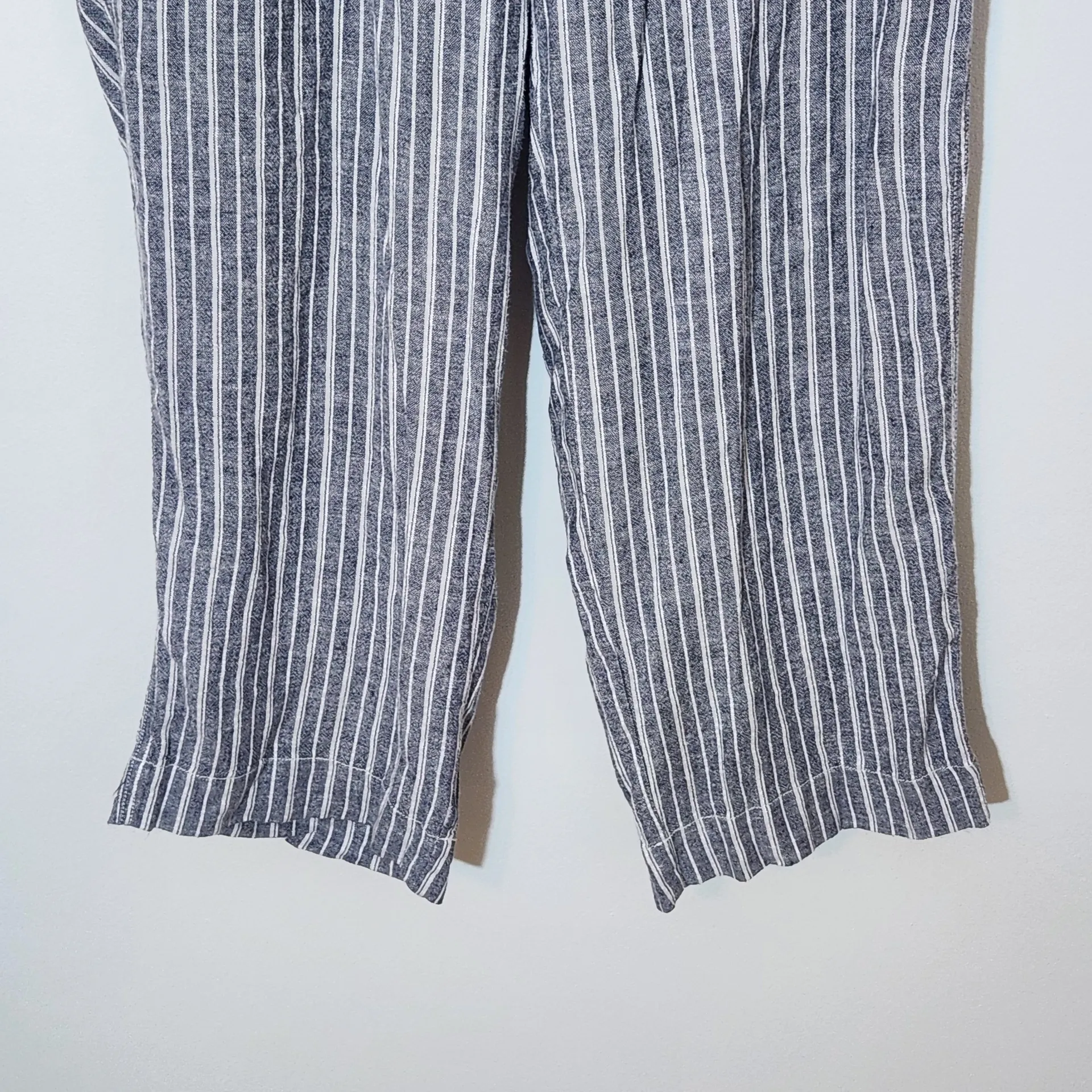 Briggs Blue Striped Linen Blend Pants Sz Large Preppy Blue Stripe Pants - Image 5