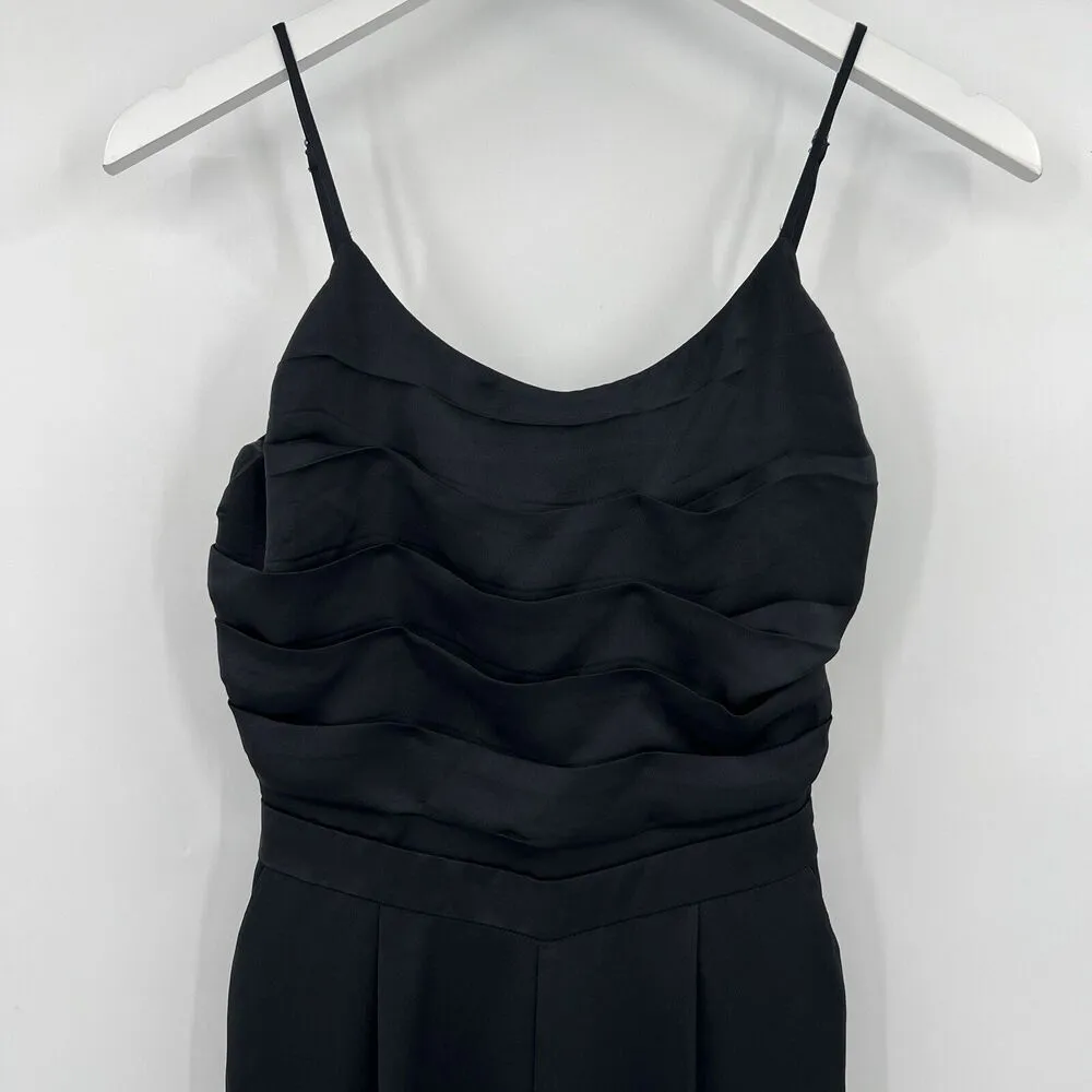 Ramy Brook Ezra Satin Jumpsuit Solid Black Sleeveless Wide Leg Pockets Size 00 - Image 4