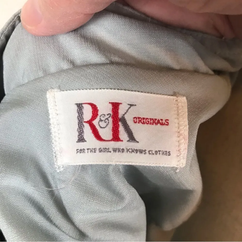 Vintage 1960s R & K Originals Western Boho belted button front midi dress 6/8* Gray - Image 8