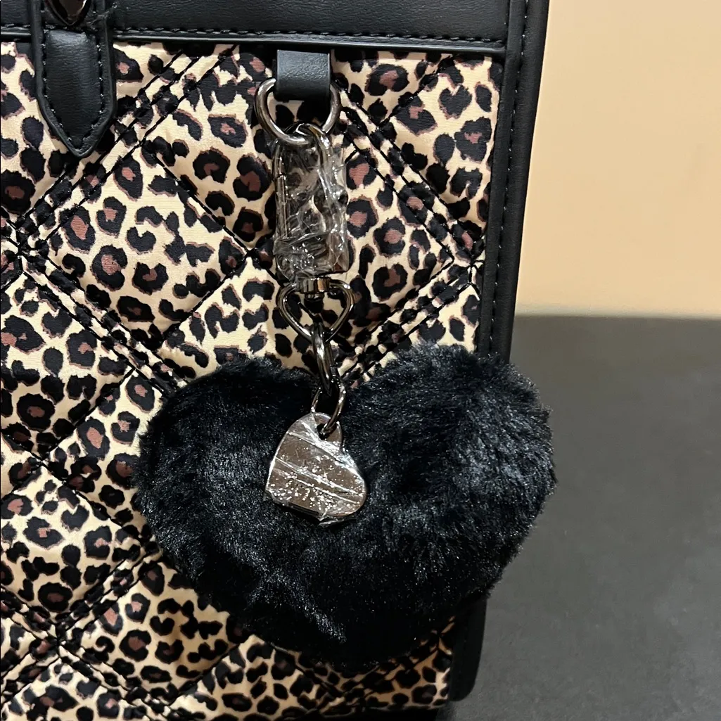 Betsey Johnson | Leopard Quilted Tote w/ Charm & Crossbody Strap - Image 5