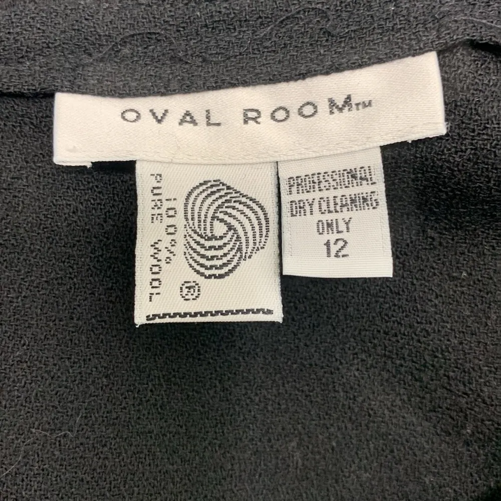 Oval Room Vintage Black A-line 100% Wool Midi Skirt Size 12 - Image 8