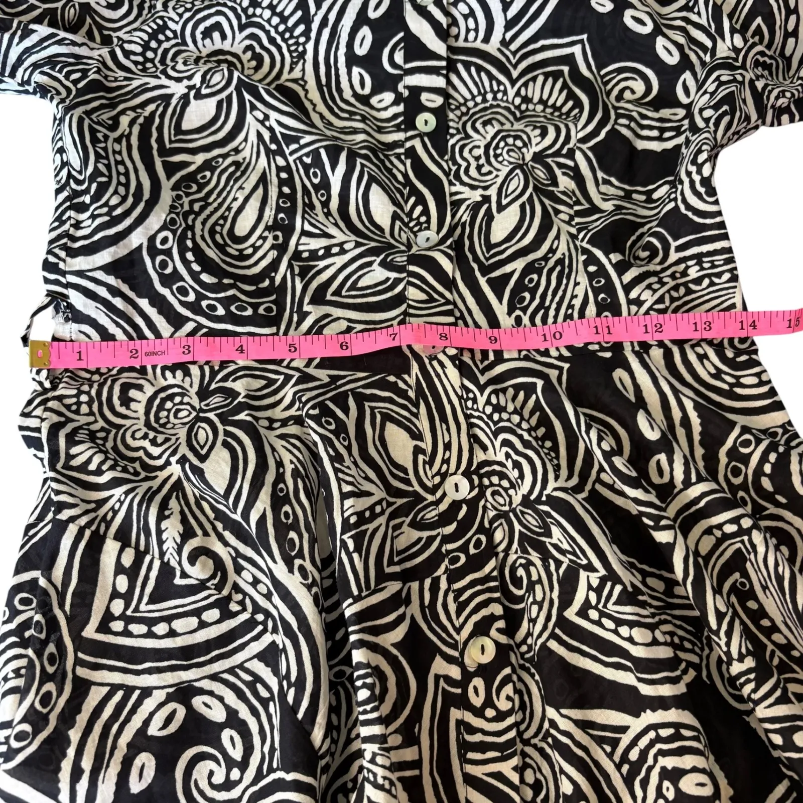 Zara Women's Black & White Paisley Print Long Sleeve Mini Shirt Dress S *no belt - Image 8