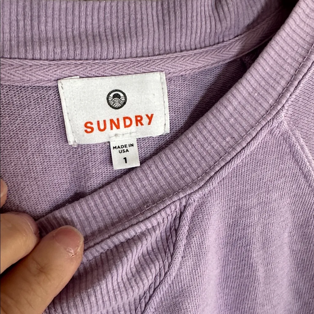 Sundry Lavender Purple Short Sleeve Sweater Top Sporty Prep Spring Size 1 Small - Image 4