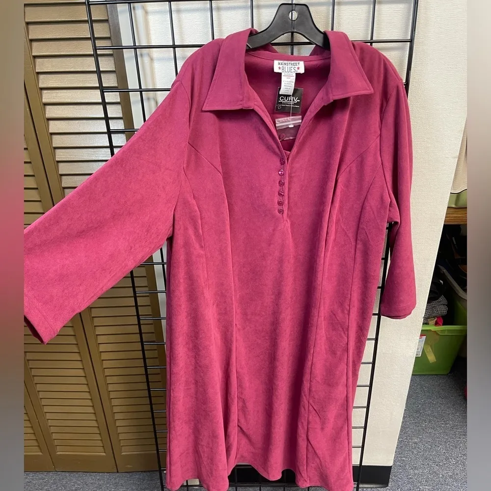 Main Street Blues lightweight suede Burgundy Dress Size 24W NWT Red - Image 2