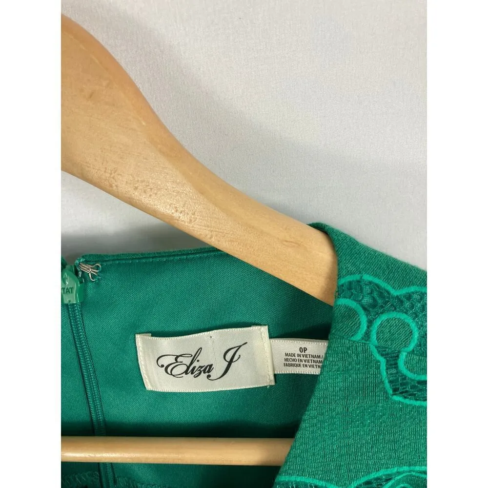 Eliza J Lace Sleeveless Dress Green Size 0P - Image 4