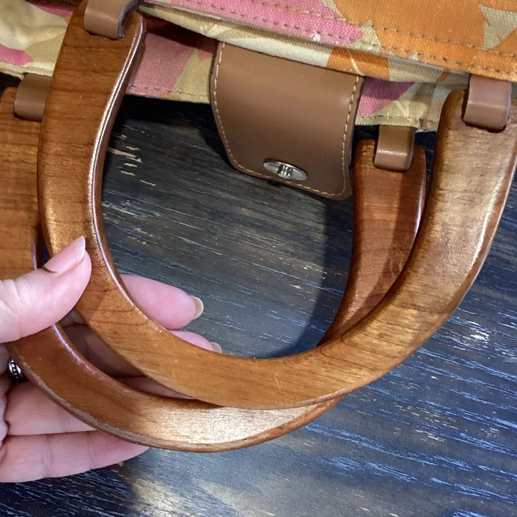 Relic Canvas Floral Satchel with Wooden Handles and Detachable Strap - Image 12