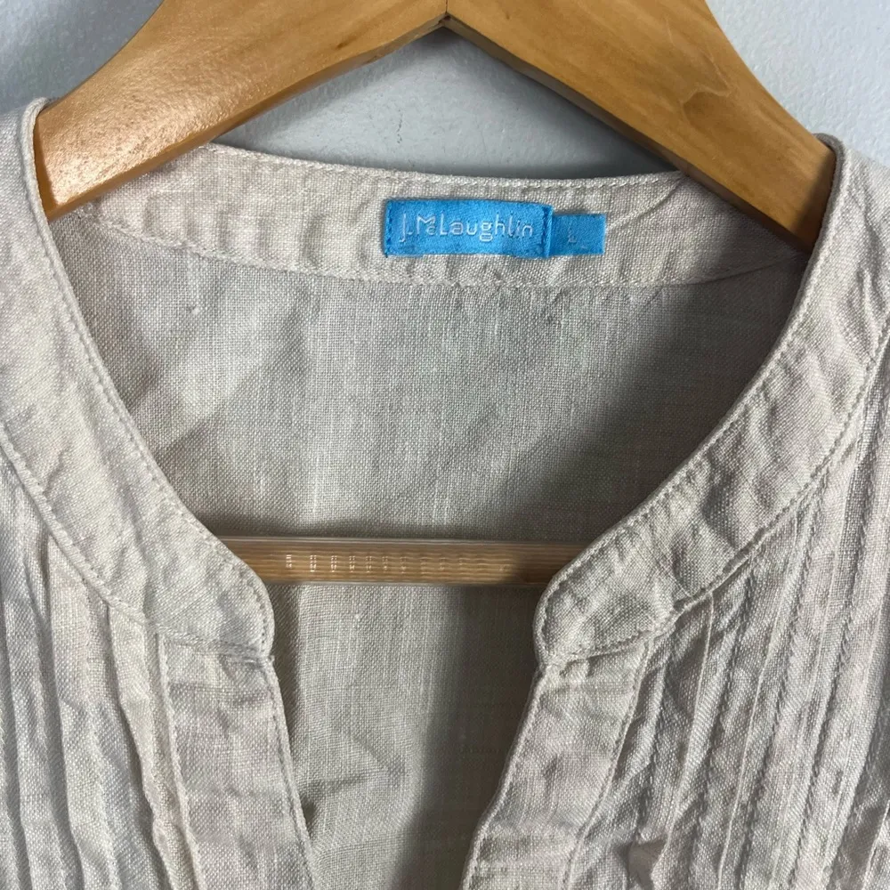 J.McLaughlin neautral/tan Riviera Dress mini size large 100% linen - Image 4