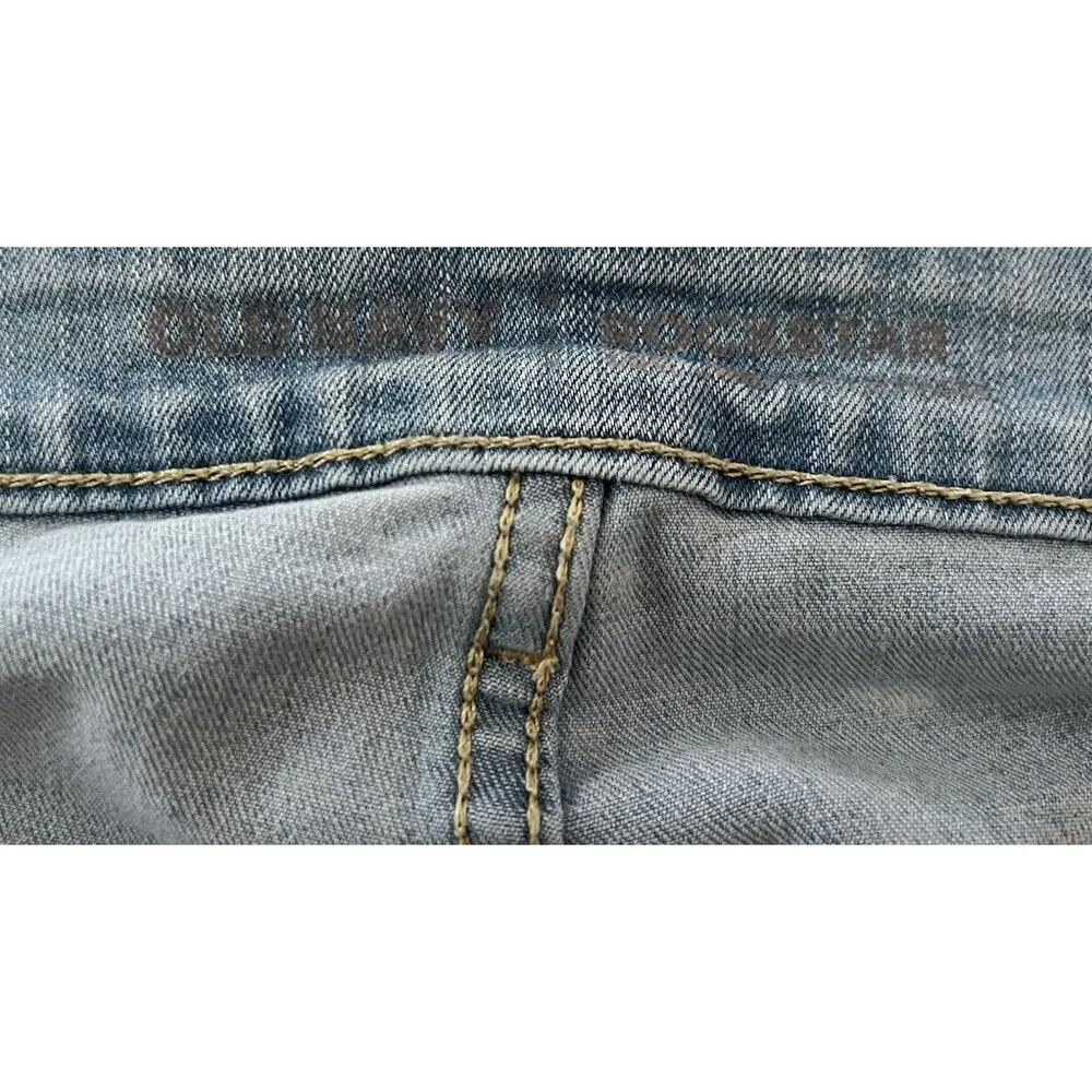 Old Navy Rockstar Women's Size 16 Stretch Straight Leg Distressed Mid Rise Jeans - Image 4