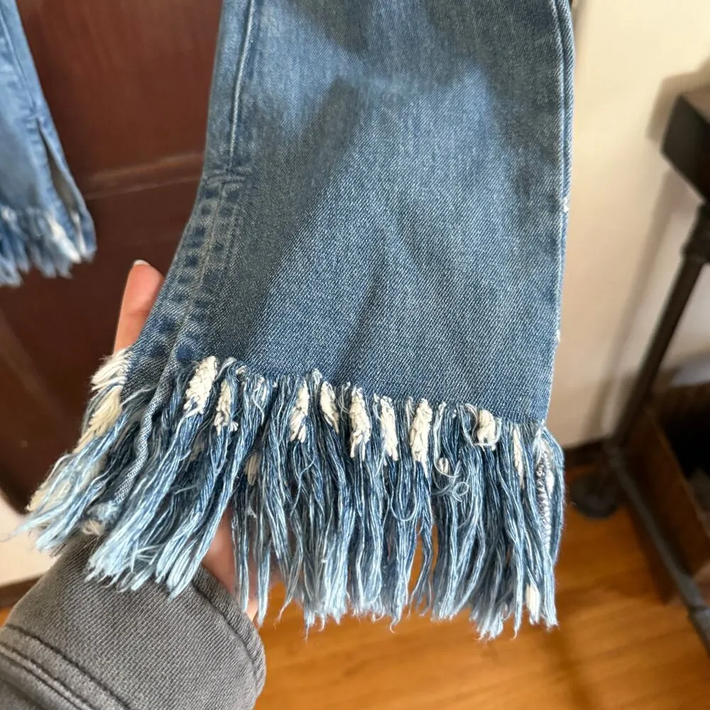 SHOW ME YOUR MUMU | Brooklyn High Rise Jeans with Fringe Hem Harbor Wash | 28 - Image 6