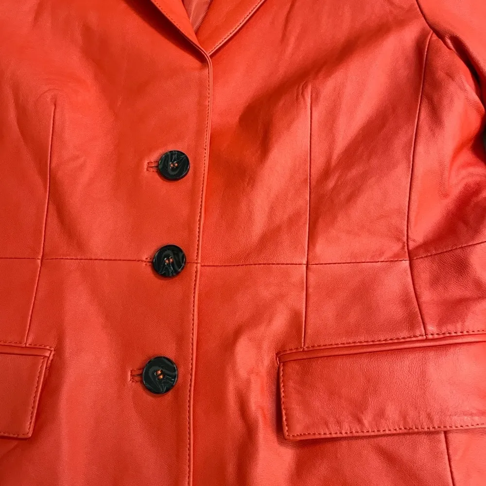 ASOS DESIGN premium Red leather waisted suit blazer size 14 - Image 10