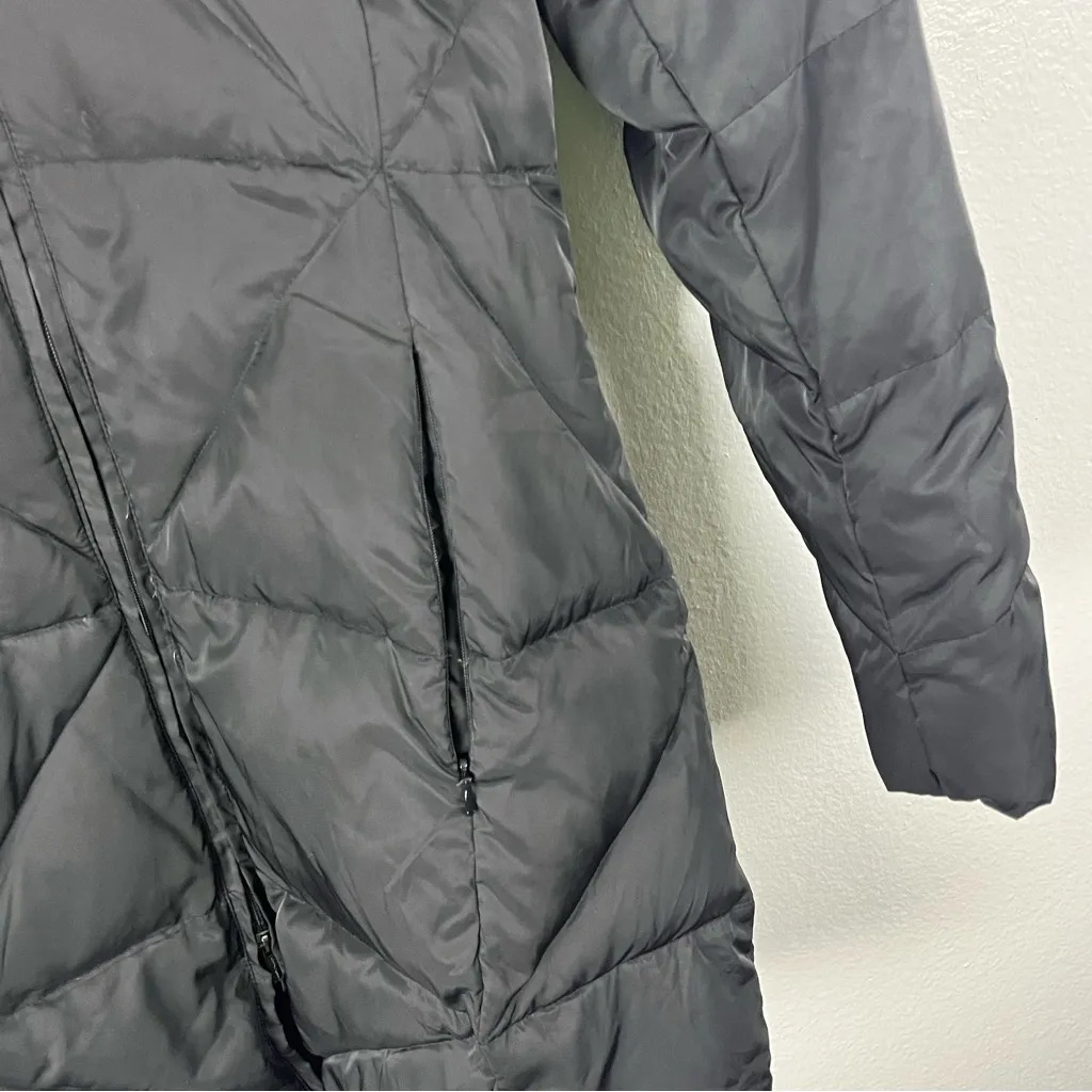 KENNETH COLE Black Down Feather Filled Faux Fur Hoodie Puffer Trench Coat Medium - Image 11