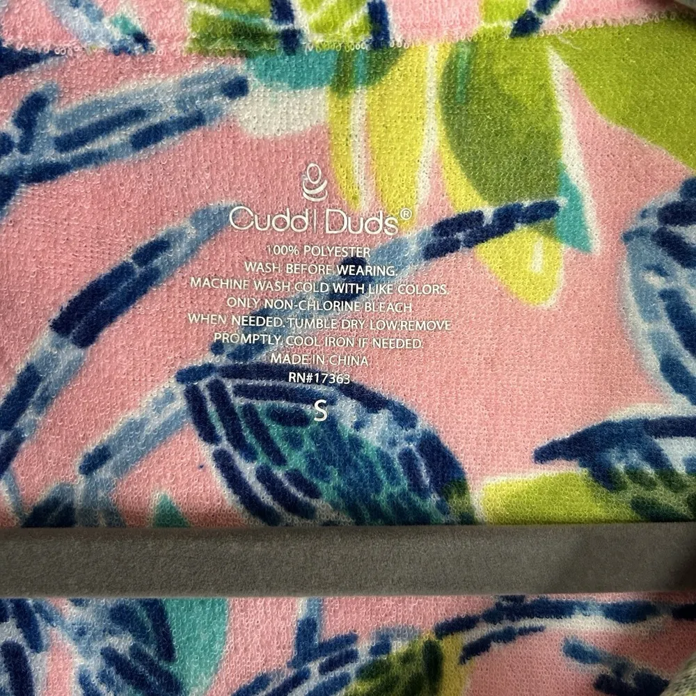 Cuddl Duds Pajama Women's Small Pink Floral 2 Piece Short Set Short Sleeve Terry - Image 6