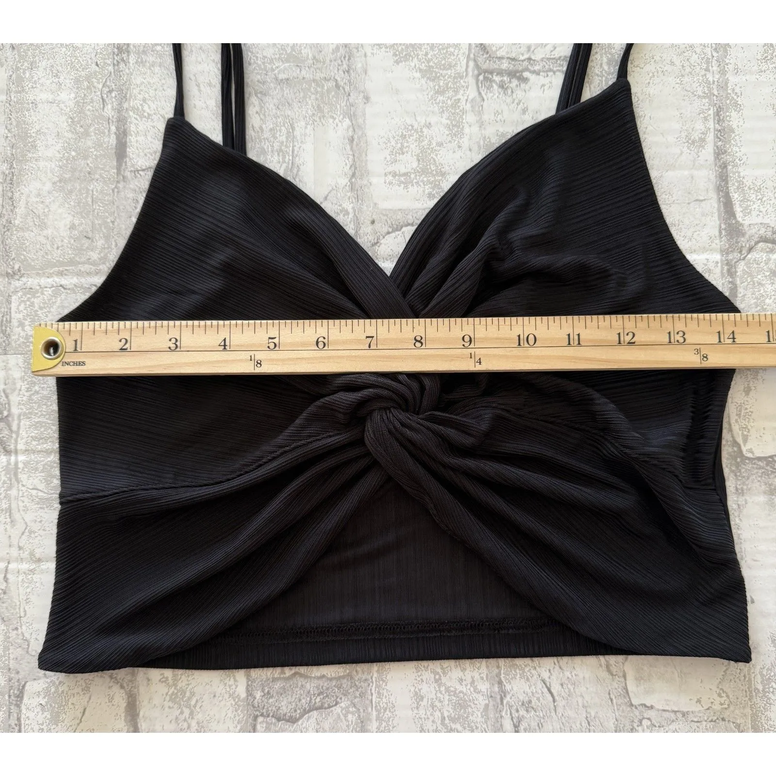 Free People Call It Crop Black Sleeveless Twist Front Sweetheart Tank Sz L - Image 8