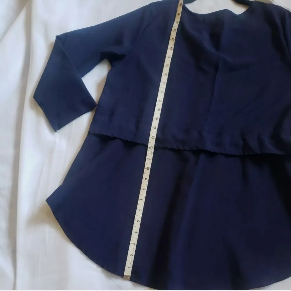 Lagenlook polycotton tunic w tie Blue Size M - Image 10