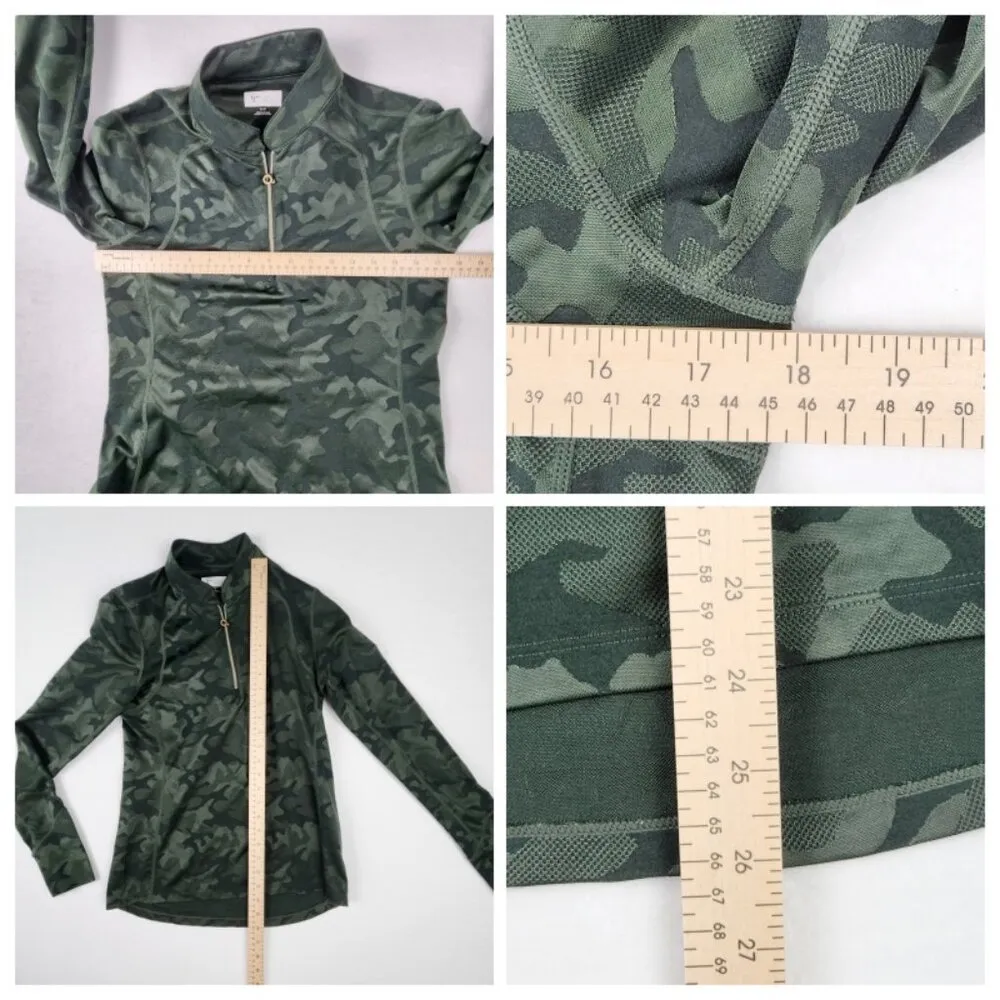 Gymshark Womens Athletic Jacket Size S Green Camo 1/4 Zip - Image 5
