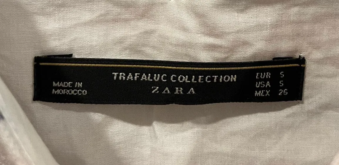 ZARA V-Neck Striped Red Blue Antique White Tie Blouse - Image 2