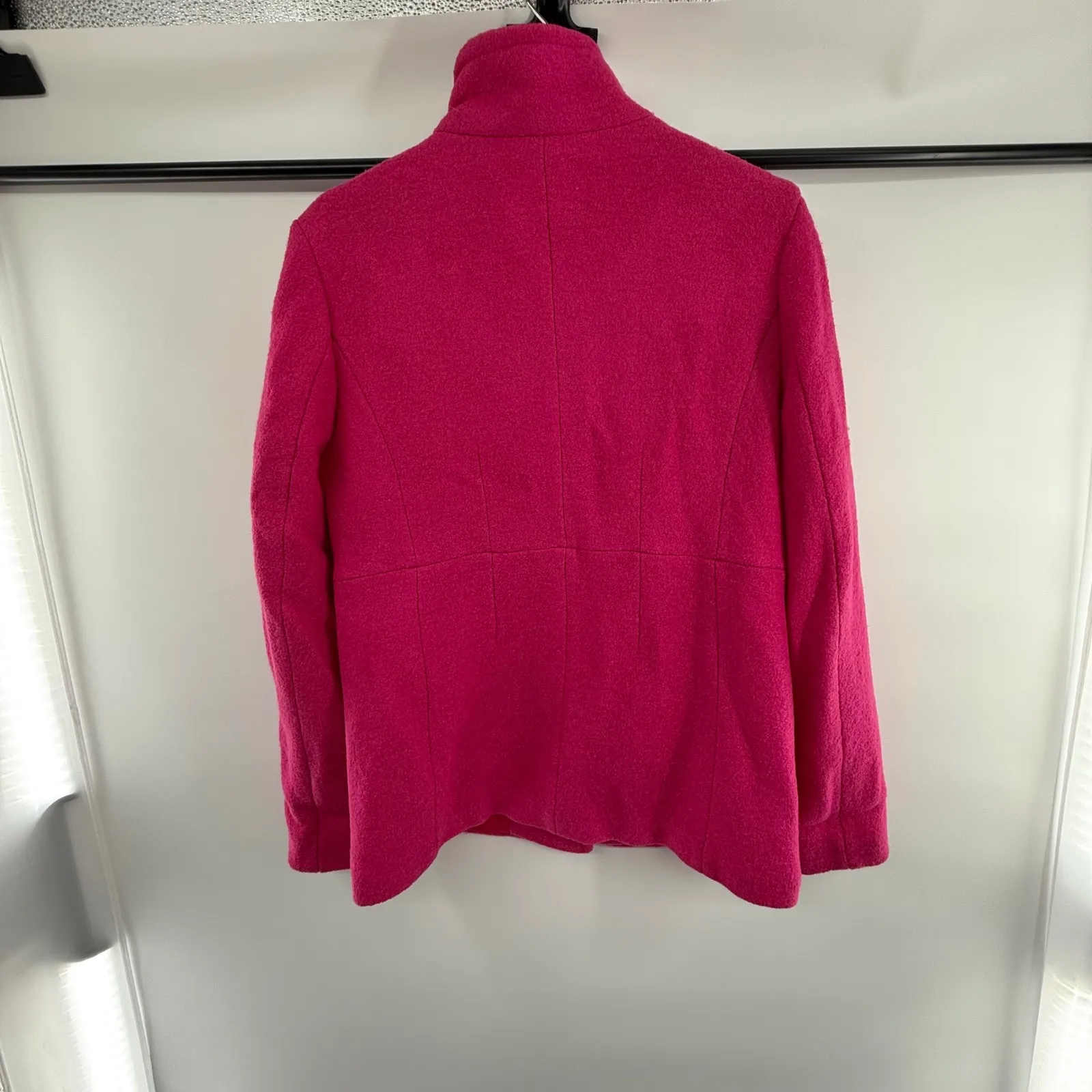 Lands'‎ End Wool Blend Coat Women's 10 Hot Pink Button Front Stand Collar - Image 4