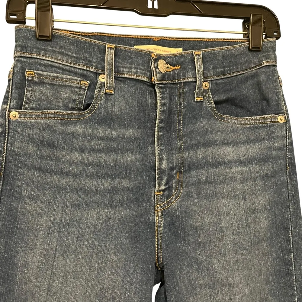 LEVI'S Mile High Super Skinny Ripped Knee Raw Hem Distressed Knees, Sz 27 - Image 8