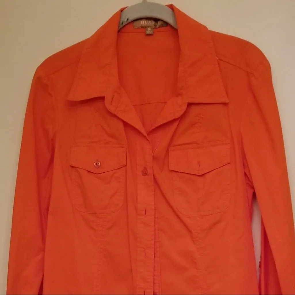 Ellen Tracy Vibrant Orange Button-Down Shirt - Image 7